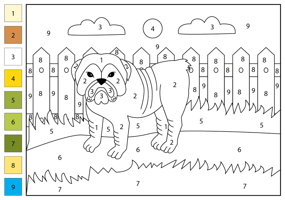 Bulldog Color By Number Coloring Page Md 9.05.33 PM Coloring Page — Free Printable — free printable coloring page